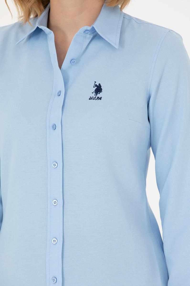 Kadın Mavi Uzun Kollu Basic Gömlek