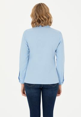 Kadın Mavi Uzun Kollu Basic Gömlek - 50262887123