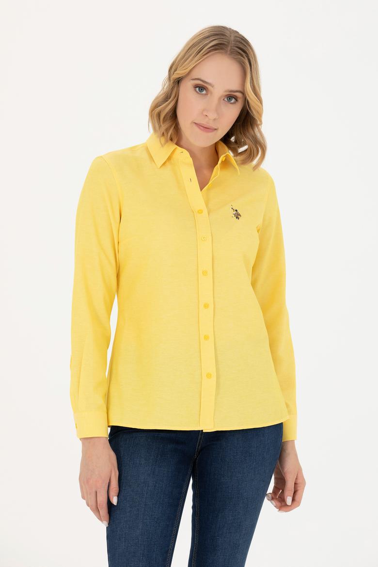 Kadın Sarı Uzun Kollu Basic Gömlek - 50262888035