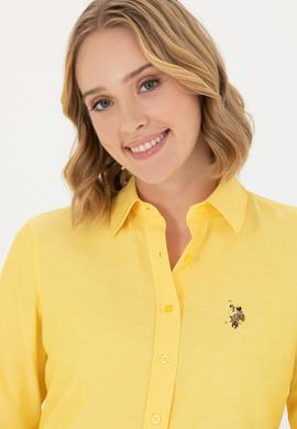 Kadın Sarı Uzun Kollu Basic Gömlek - 50262888035