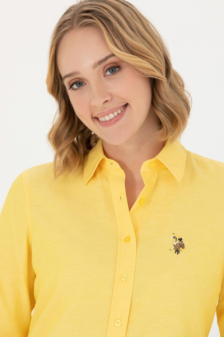 Kadın Sarı Uzun Kollu Basic Gömlek - 50262888035