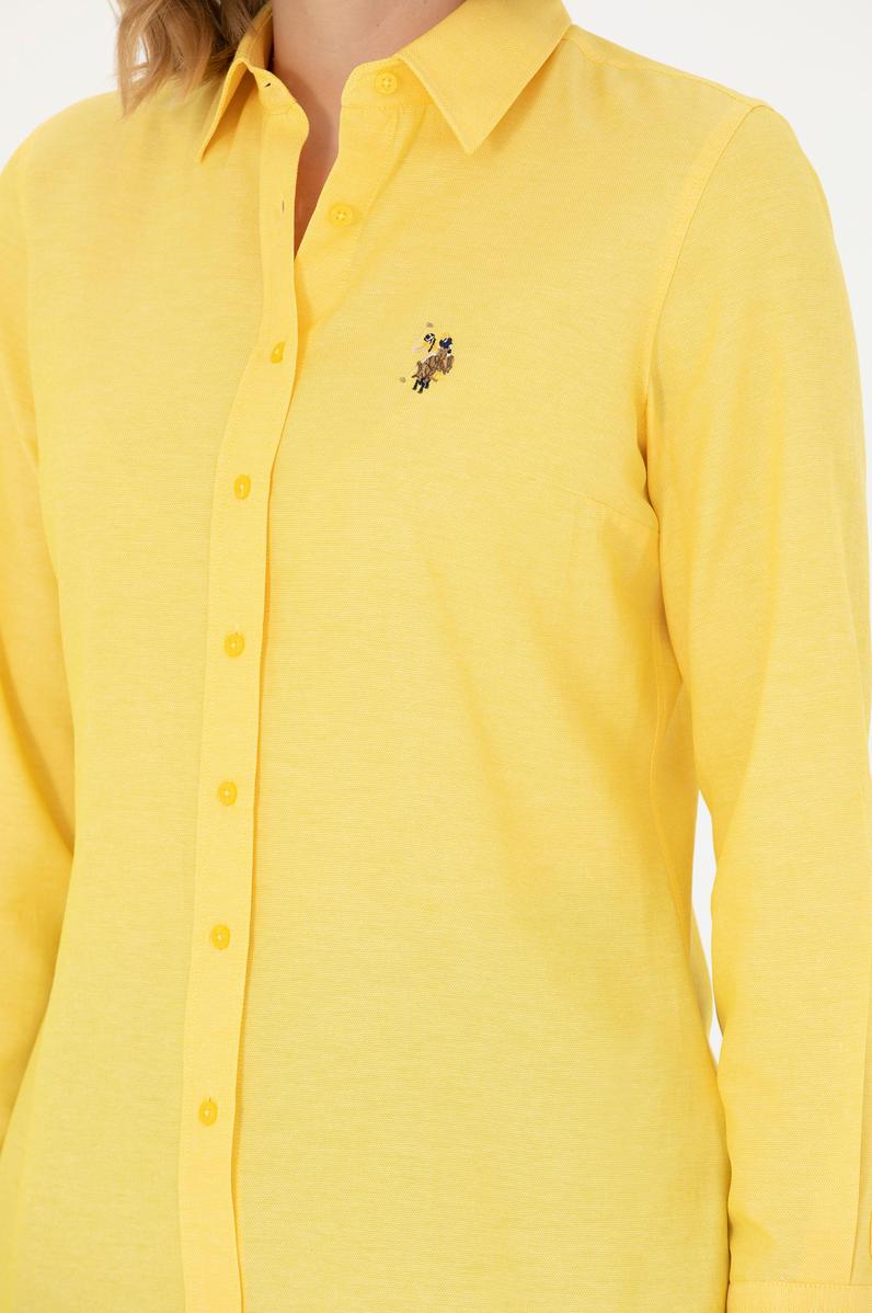 Kadın Sarı Uzun Kollu Basic Gömlek