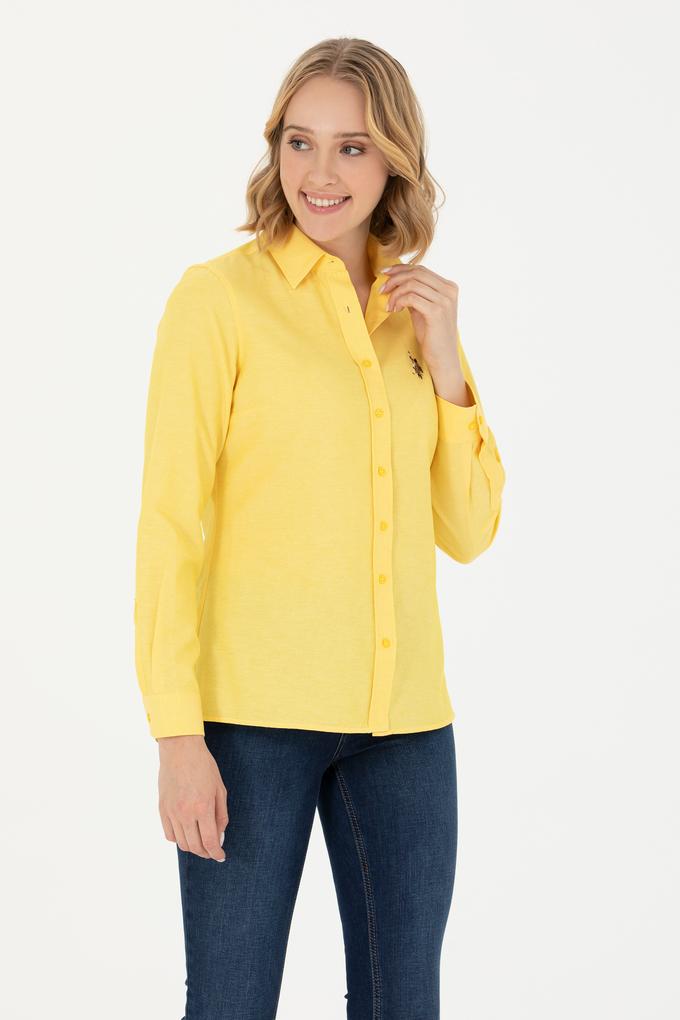 Kadın Sarı Uzun Kollu Basic Gömlek