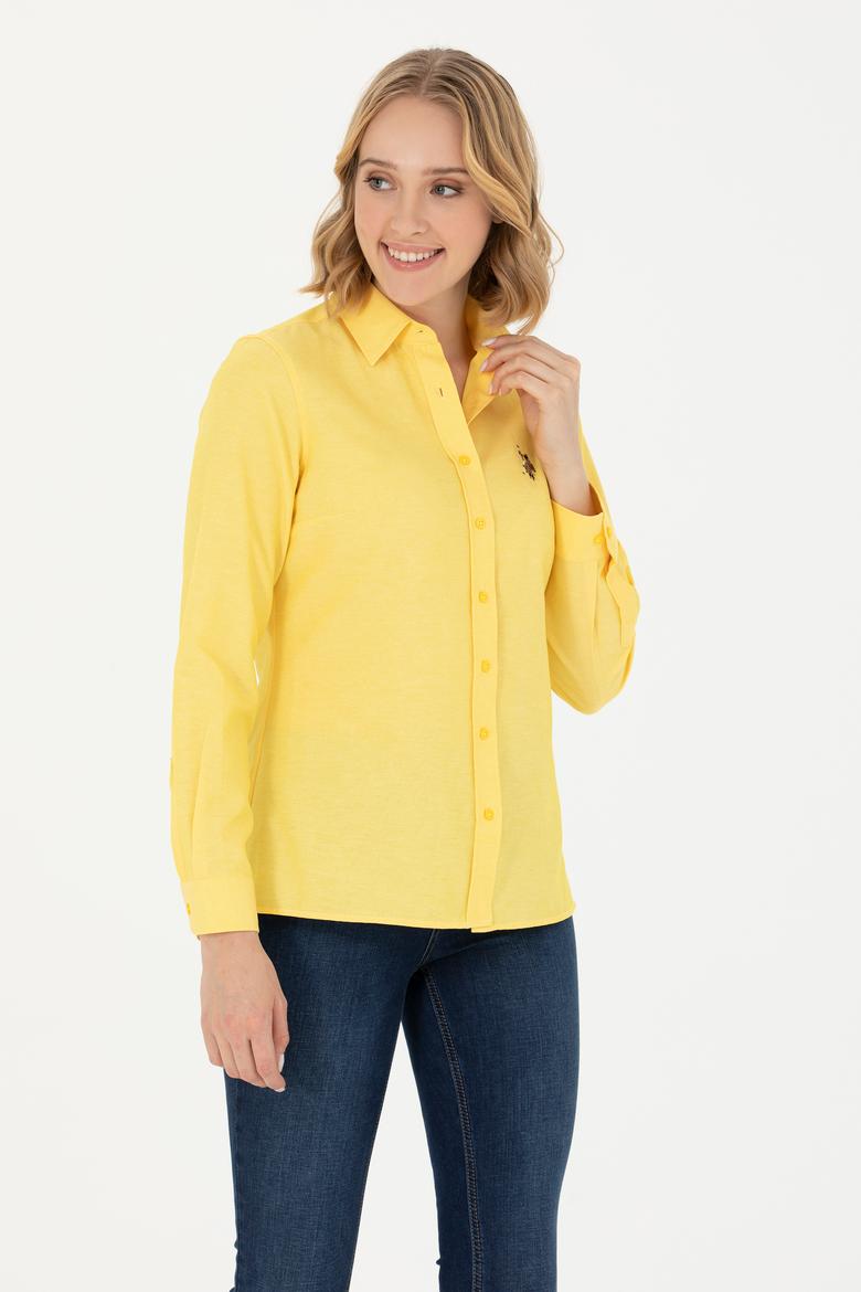 Kadın Sarı Uzun Kollu Basic Gömlek