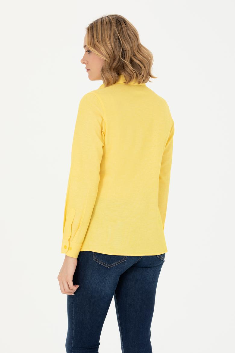 Kadın Sarı Uzun Kollu Basic Gömlek - 50262888035