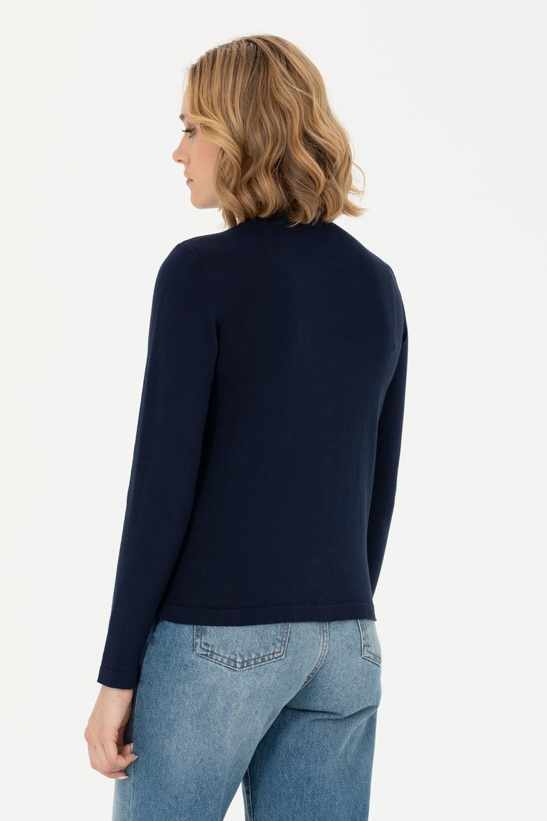 Kadın Lacivert Basic Triko Hırka - 50269011017