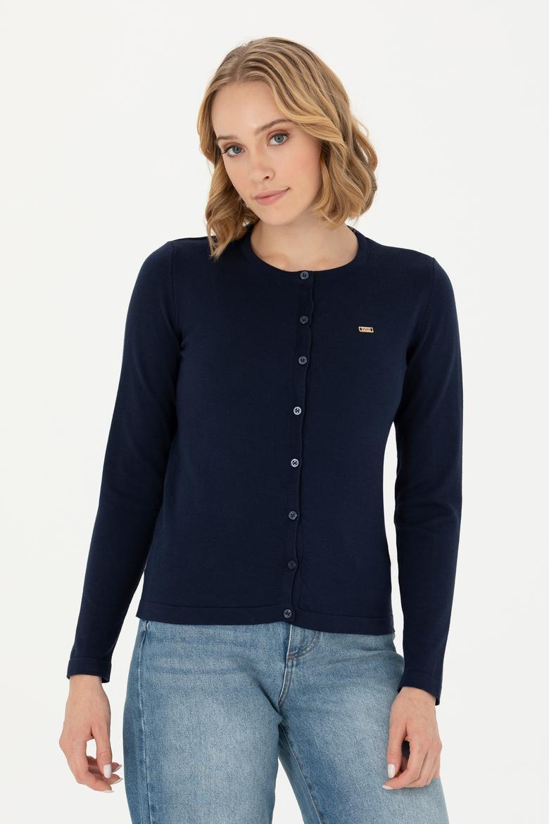 Kadın Lacivert Basic Triko Hırka - 50269011017