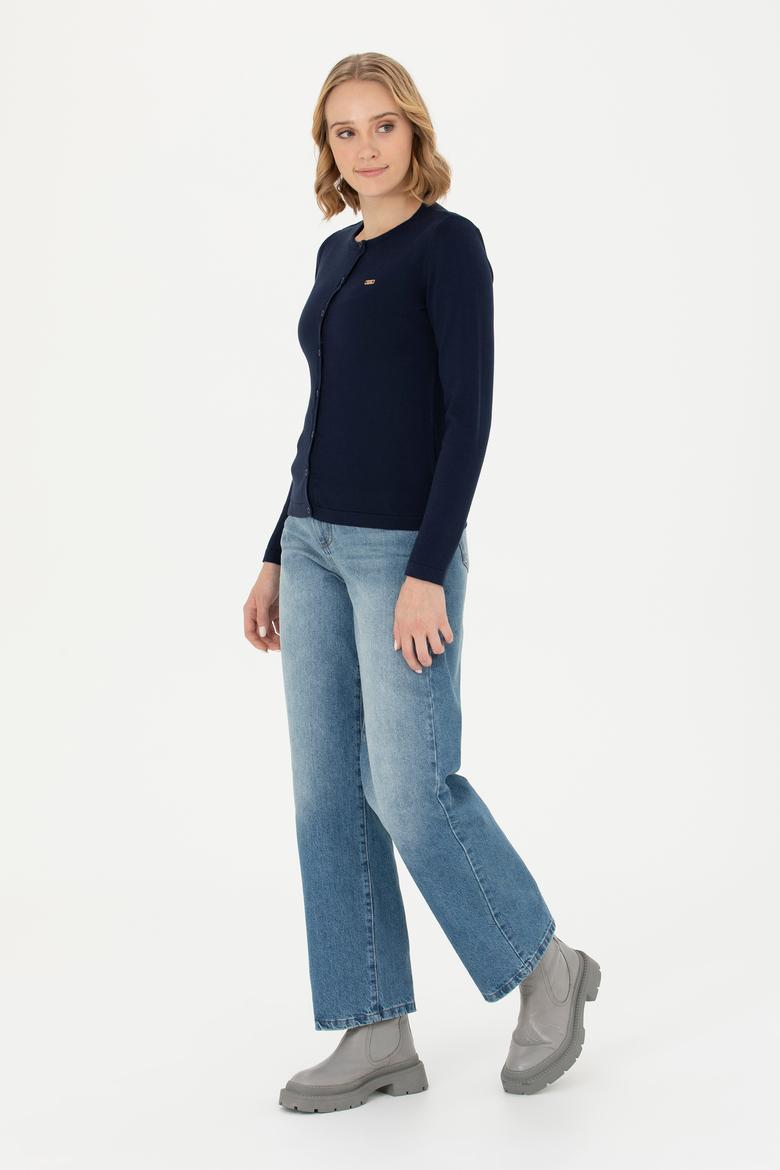 Kadın Lacivert Basic Triko Hırka - 50269011017