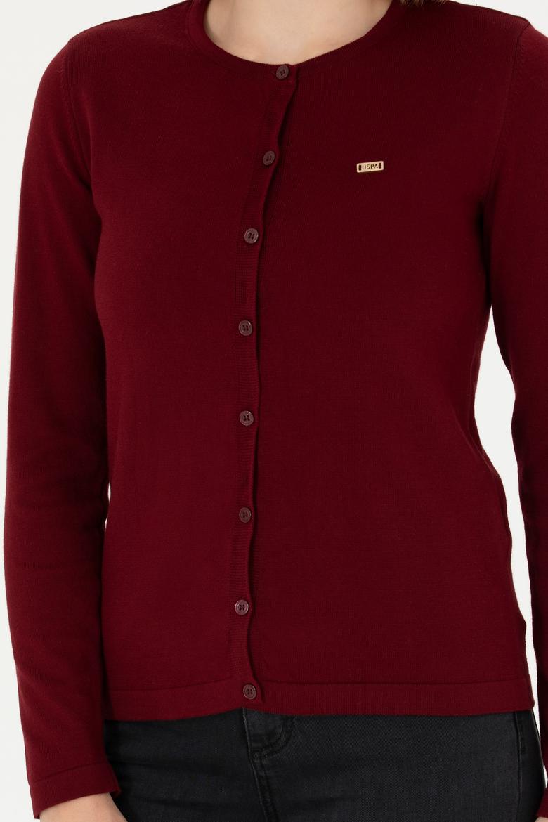 Kadın Bordo Basic Triko Hırka - 50269011052