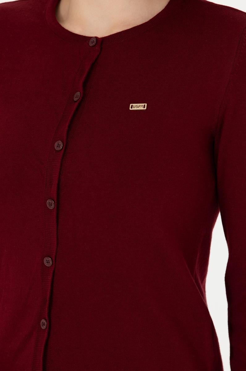 Kadın Bordo Basic Triko Hırka