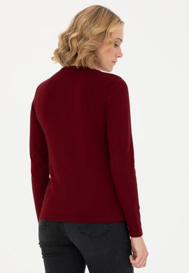 Kadın Bordo Basic Triko Hırka - 50269011052