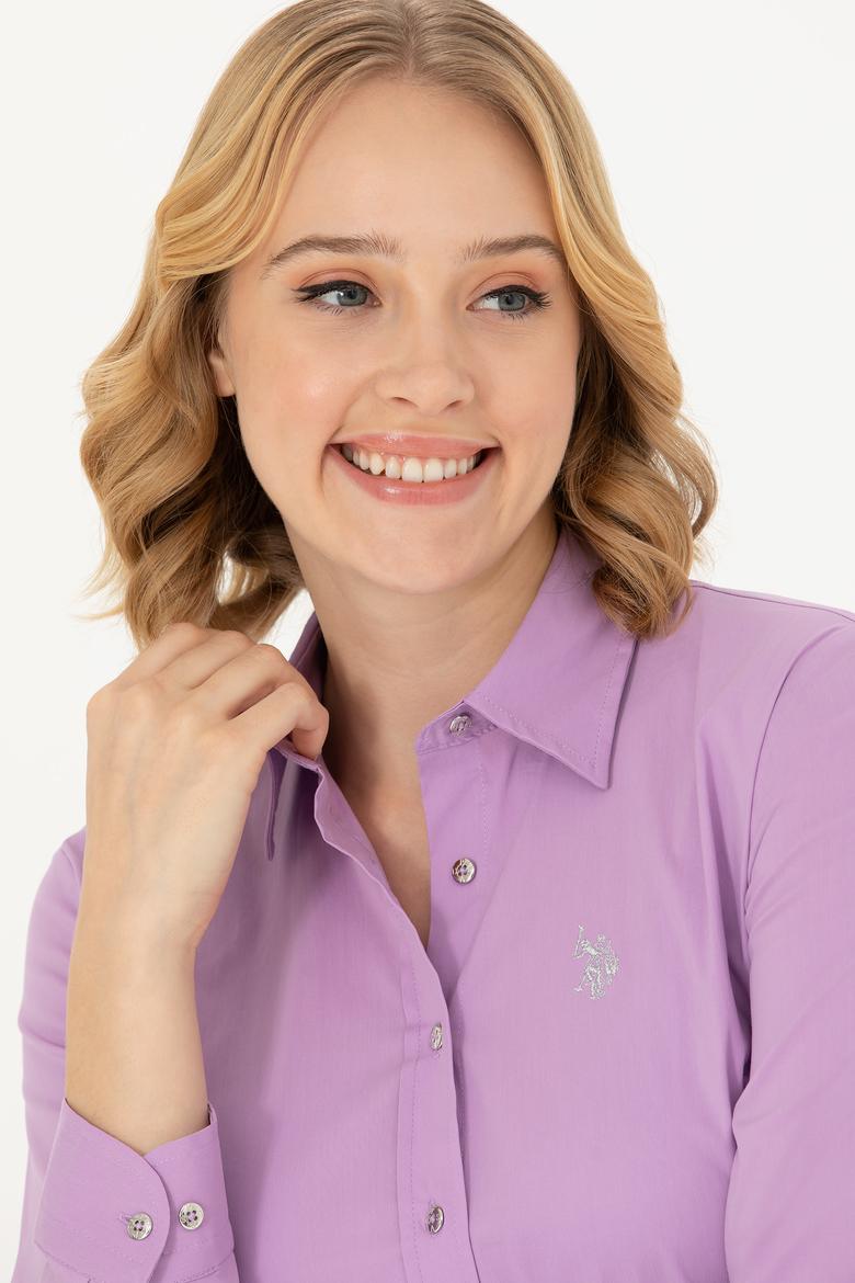 Kadın Lila Uzun Kollu Basic Gömlek - 50271264019