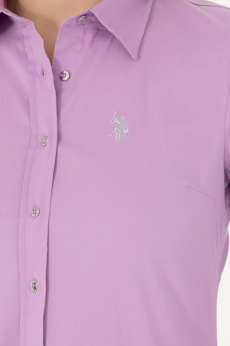 Kadın Lila Uzun Kollu Basic Gömlek