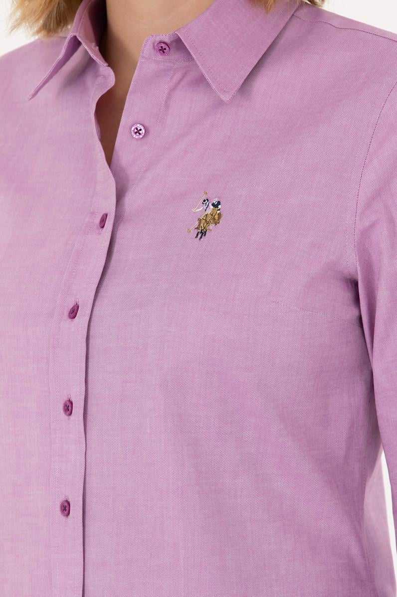 Kadın Violet Uzun Kollu Basic Gömlek