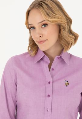 Kadın Violet Uzun Kollu Basic Gömlek - 50271268067