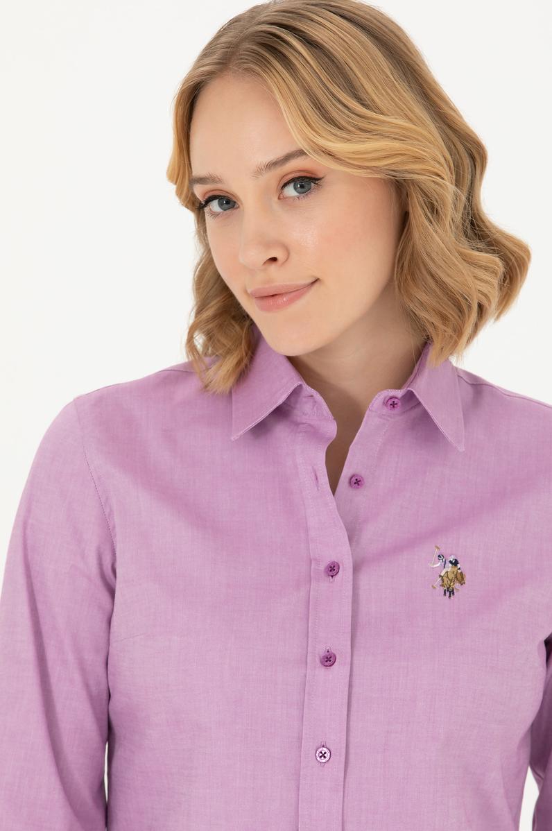 Kadın Violet Uzun Kollu Basic Gömlek