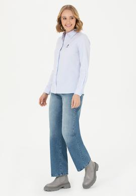 Kadın Açık Mavi Uzun Kollu Basic Gömlek - 50271267011