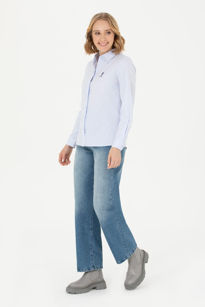 Kadın Açık Mavi Uzun Kollu Basic Gömlek - 50271267011