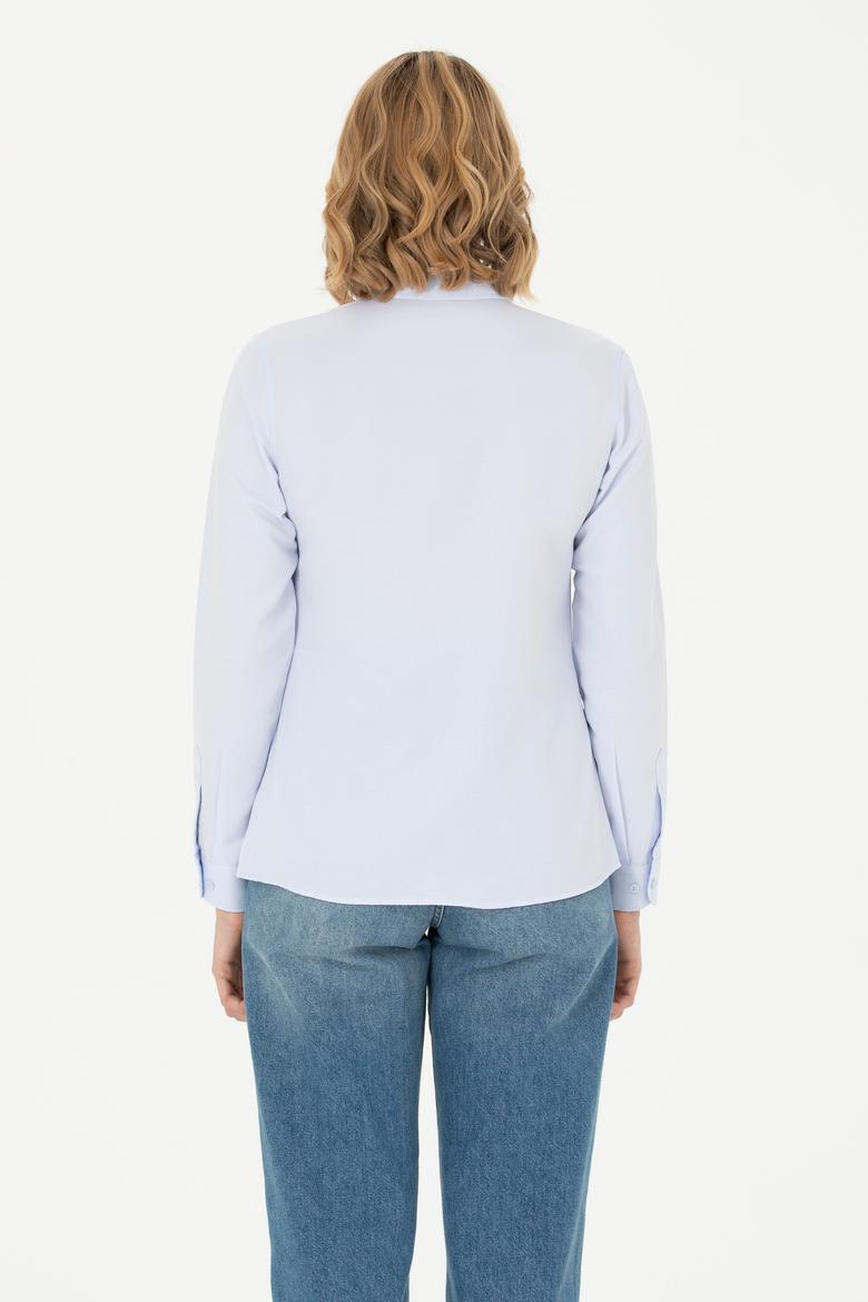Kadın Açık Mavi Uzun Kollu Basic Gömlek - 50271267011