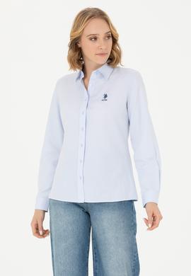 Kadın Açık Mavi Uzun Kollu Basic Gömlek - 50271267011