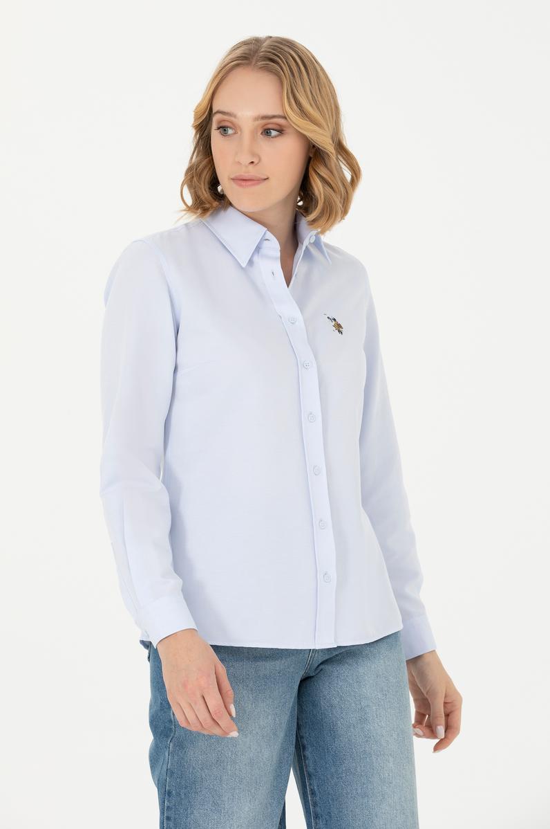 Kadın Açık Mavi Uzun Kollu Basic Gömlek