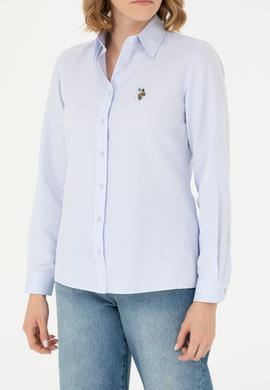 Kadın Açık Mavi Uzun Kollu Basic Gömlek - 50271935010