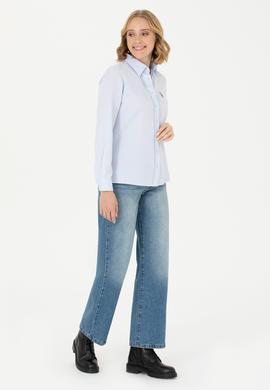 Kadın Açık Mavi Uzun Kollu Basic Gömlek - 50271935010