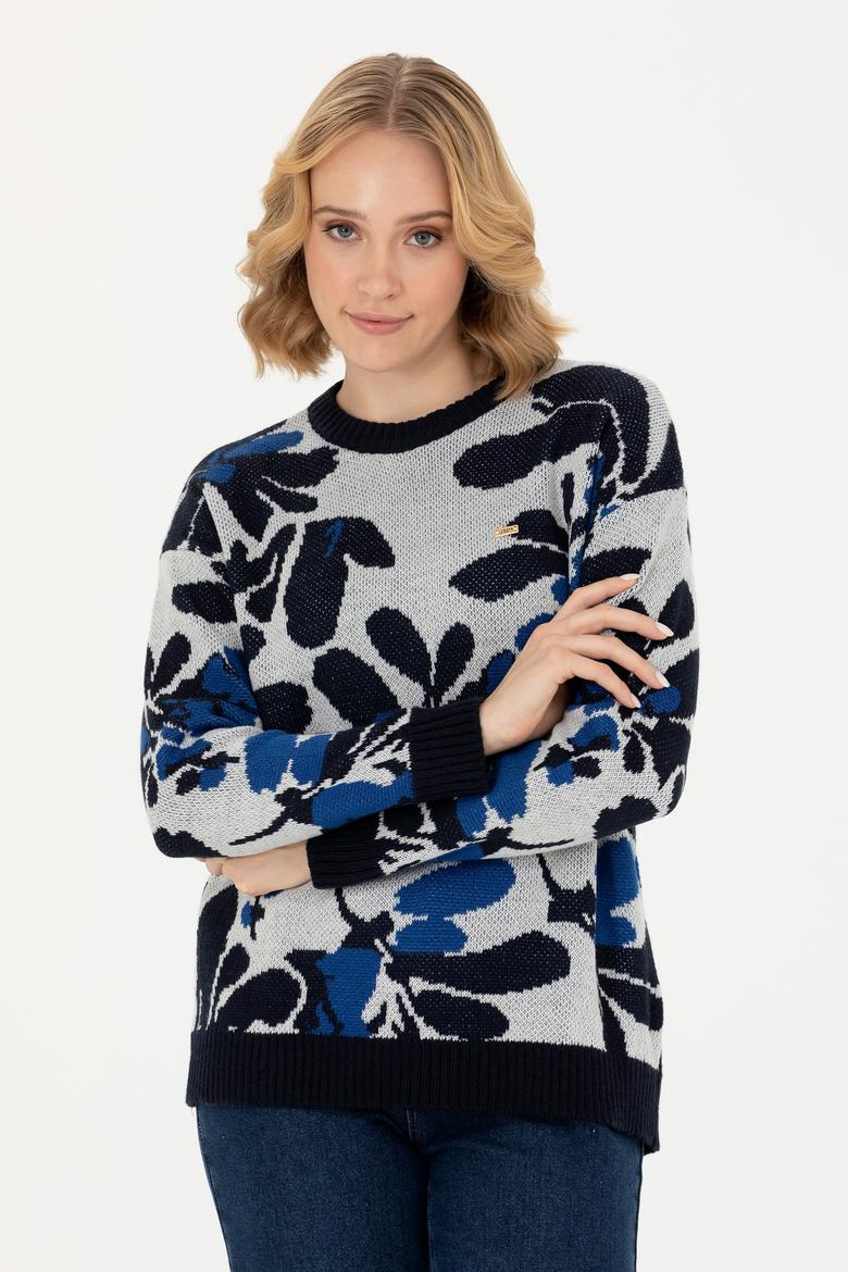 Kadın Krem Bisiklet Yaka Kazak