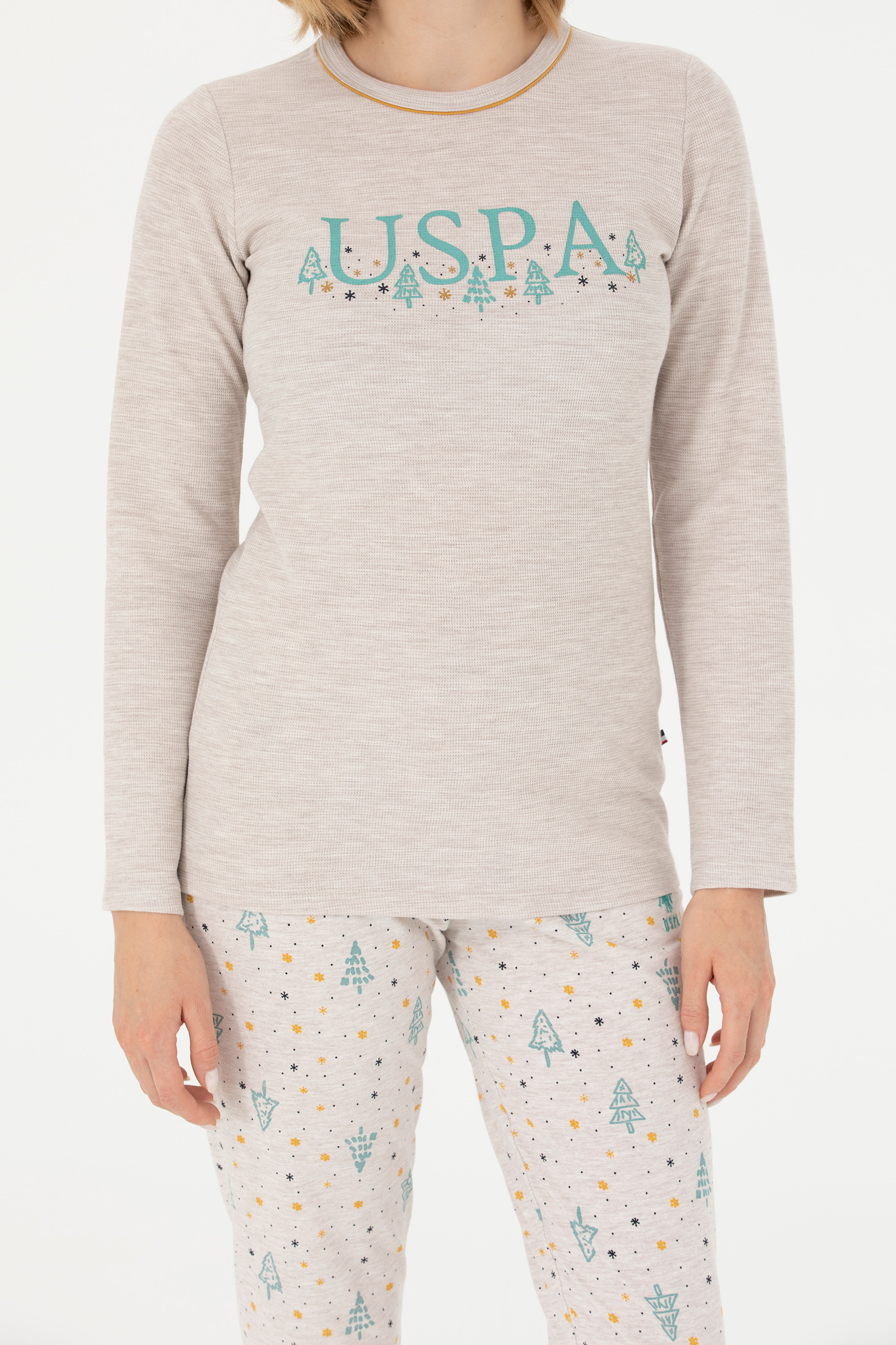 Kadın Gri Melanj Pijama Takımı