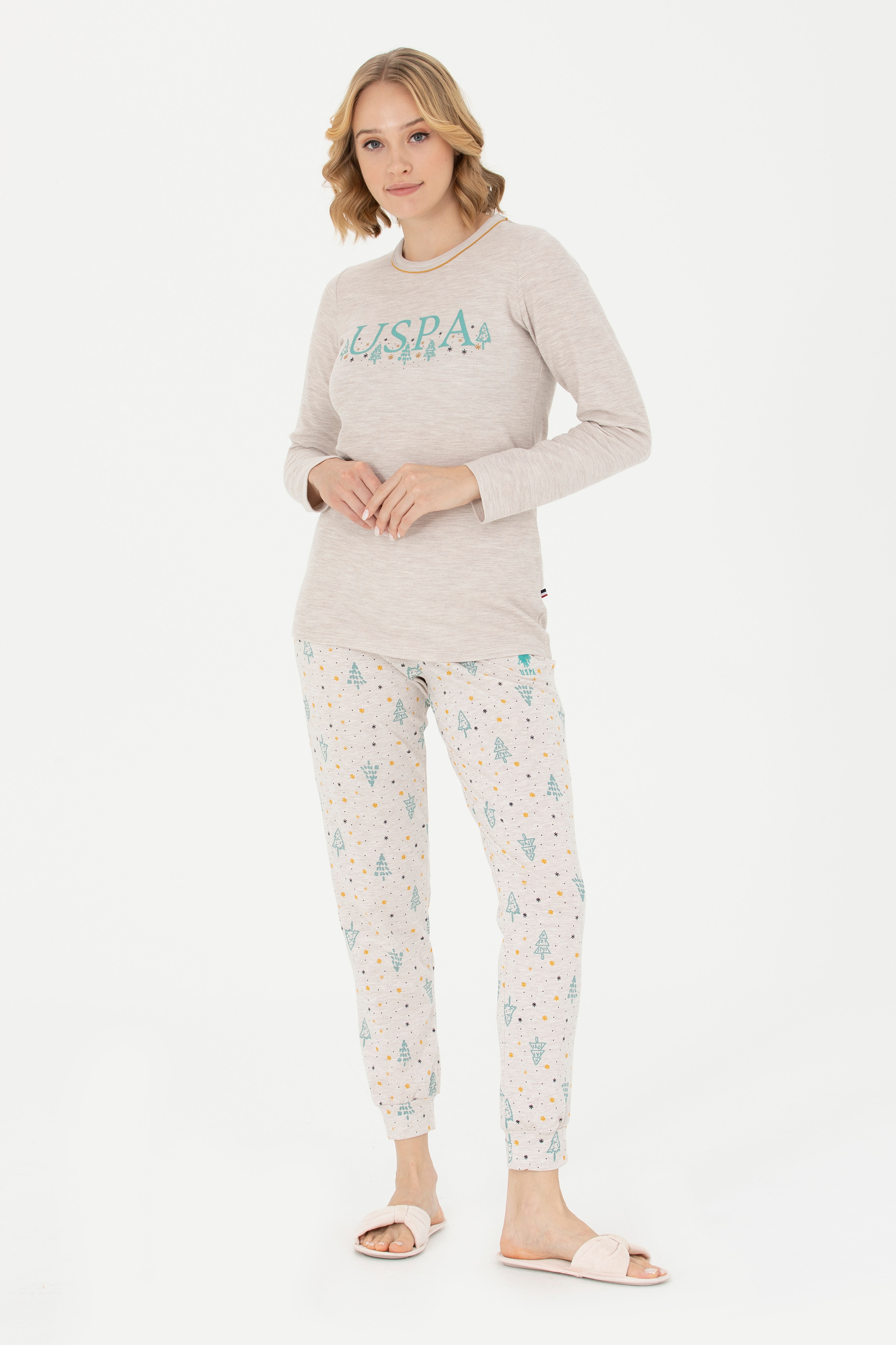 Kadın Gri Melanj Pijama Takımı - Image 1