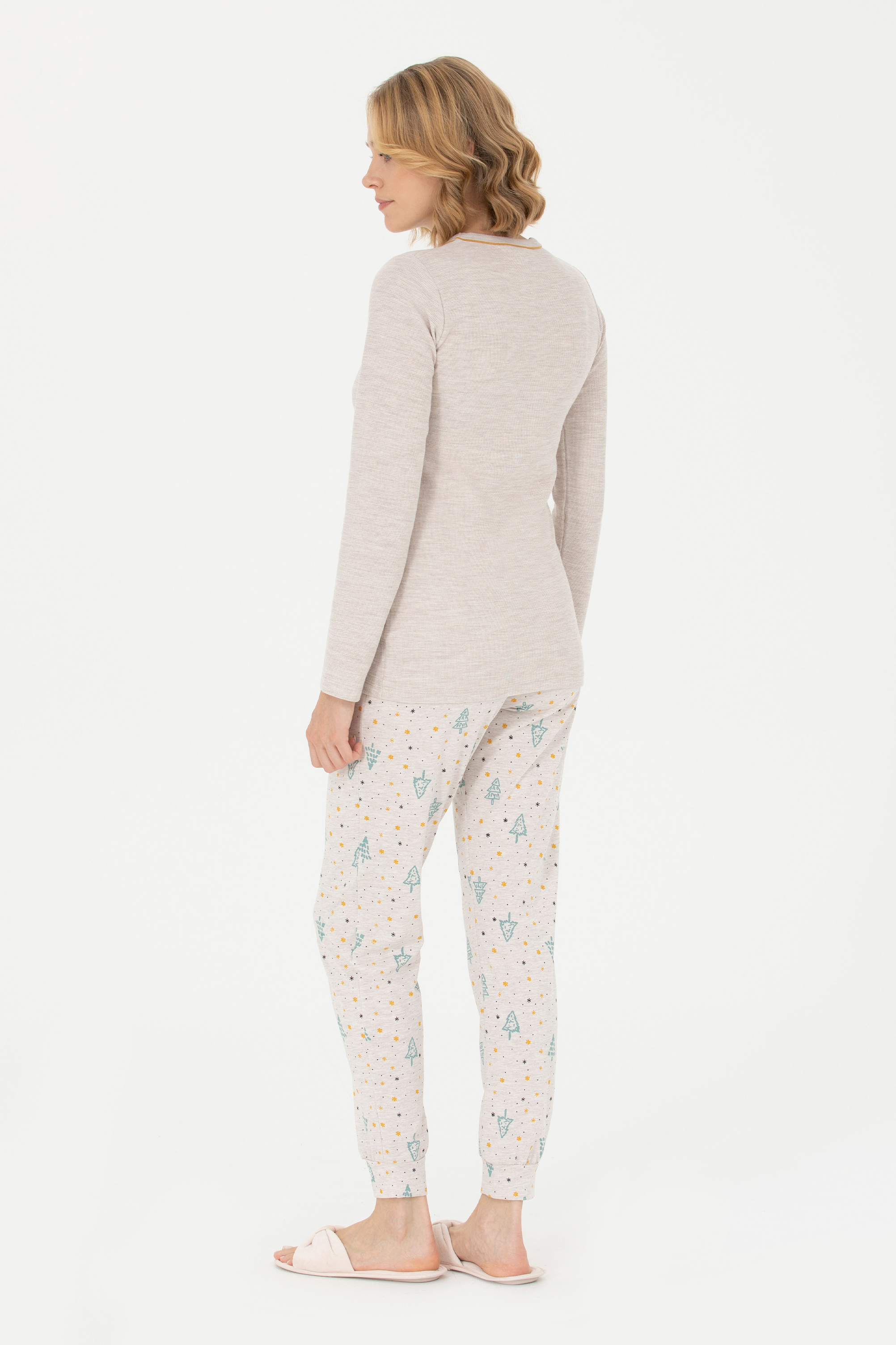 Kadın Gri Melanj Pijama Takımı - Image 5