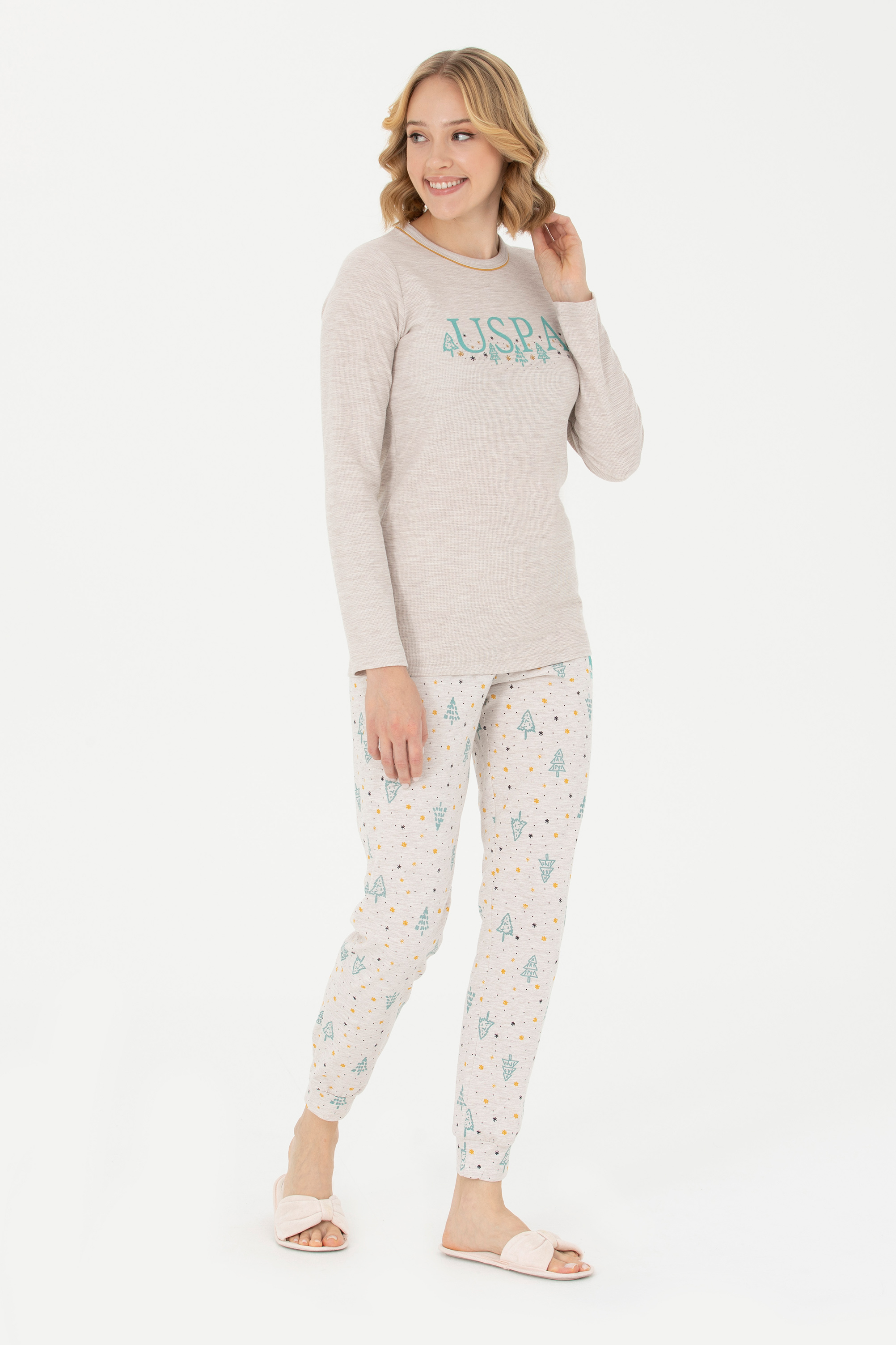 Kadın Gri Melanj Pijama Takımı - Image 3