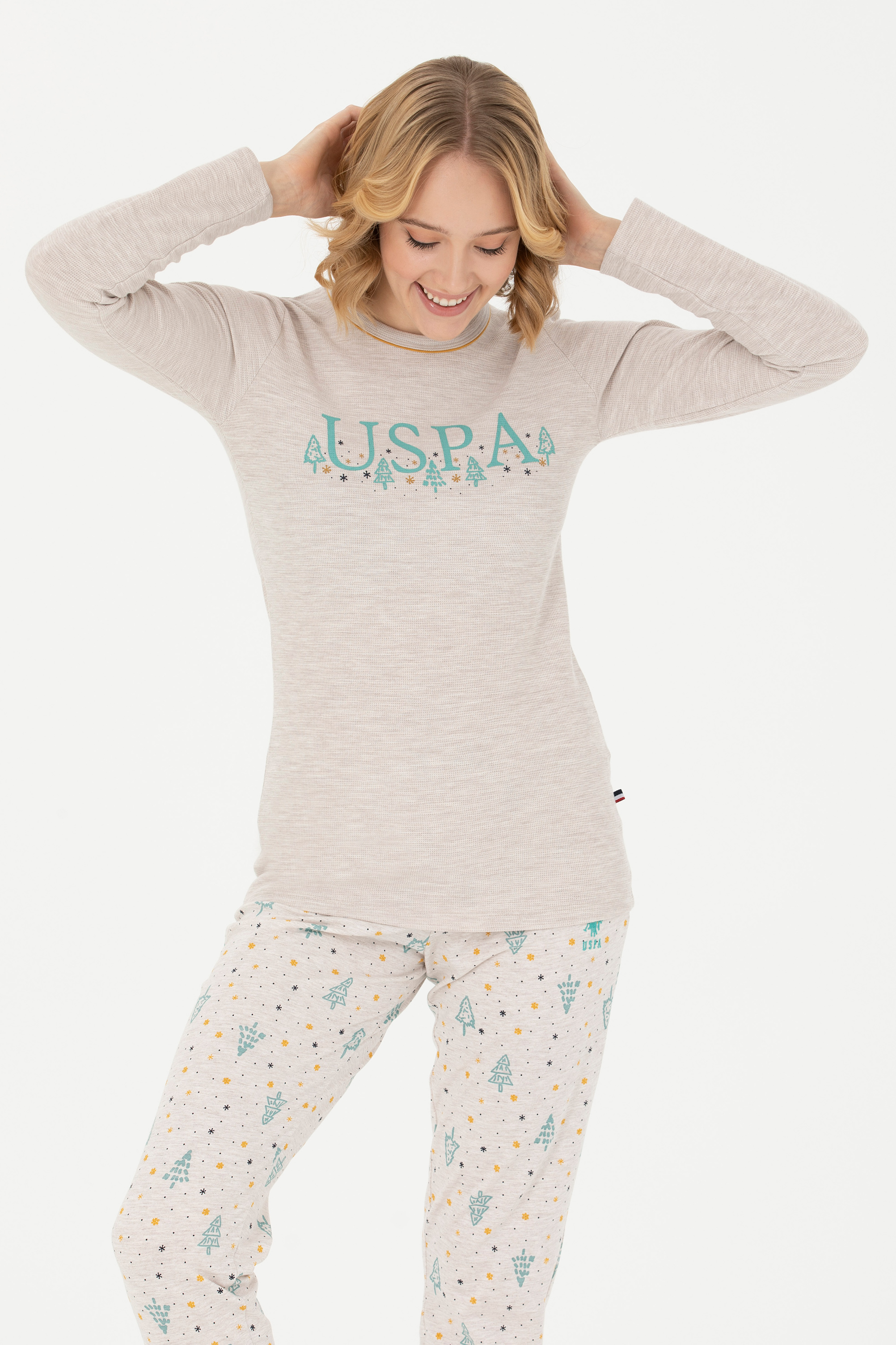 Kadın Gri Melanj Pijama Takımı