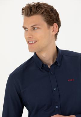 Erkek Lacivert Uzun Kollu Basic Gömlek - 50277266014