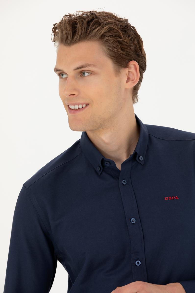 Erkek Lacivert Uzun Kollu Basic Gömlek