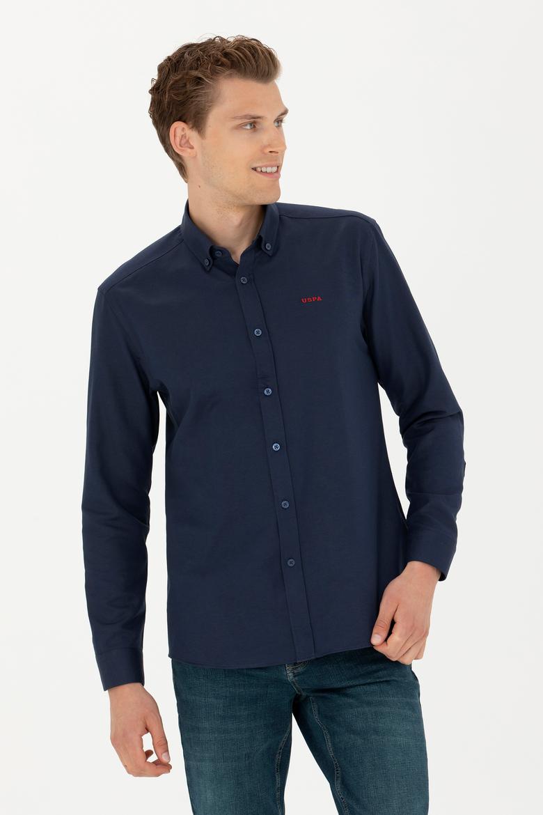 Erkek Lacivert Uzun Kollu Basic Gömlek - 50277266014