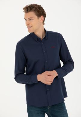 Erkek Lacivert Uzun Kollu Basic Gömlek - 50277266014