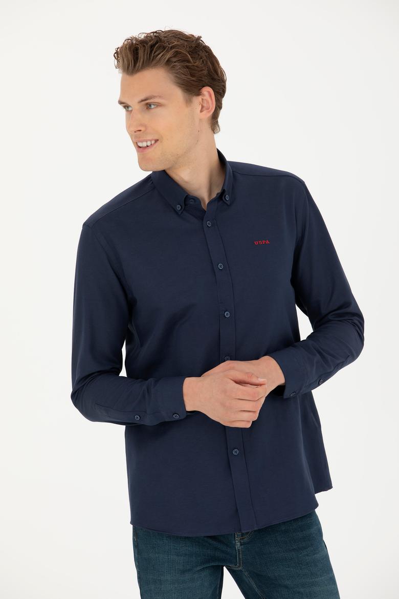 Erkek Lacivert Uzun Kollu Basic Gömlek - 50277266014