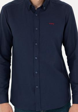 Erkek Lacivert Uzun Kollu Basic Gömlek - 50277266014