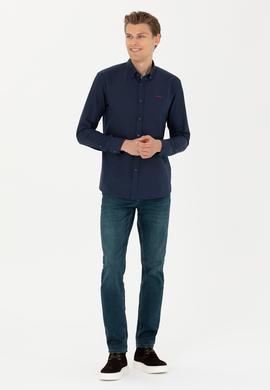 Erkek Lacivert Uzun Kollu Basic Gömlek - 50277266014