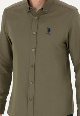 Erkek Haki Uzun Kollu Basic Gömlek - 50277310071