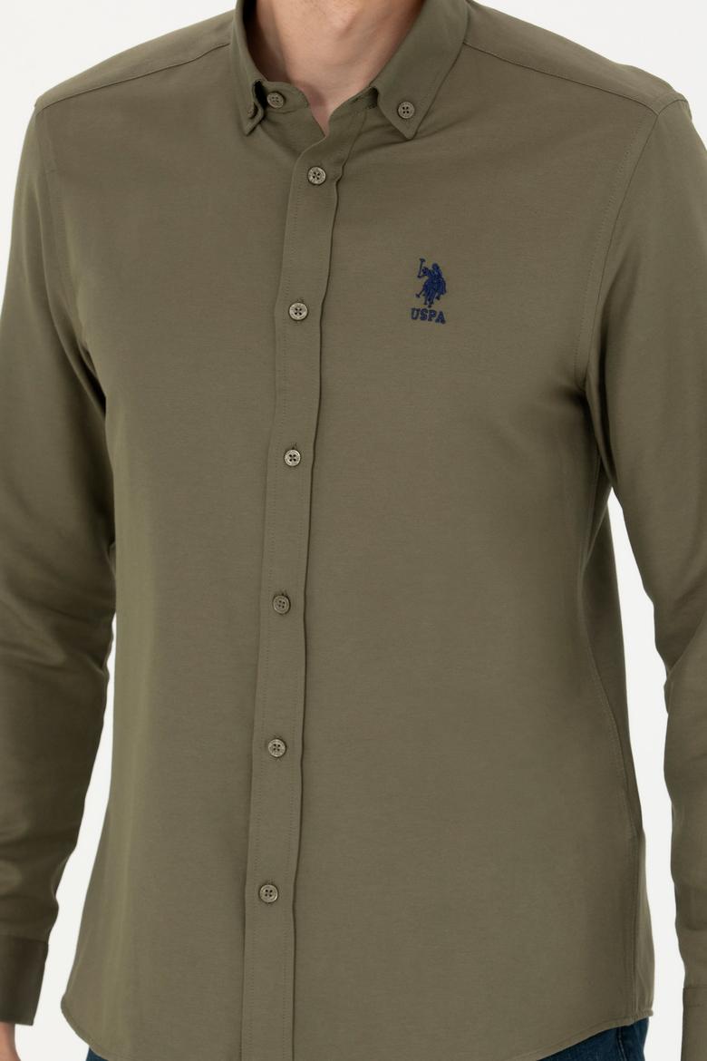 Erkek Haki Uzun Kollu Basic Gömlek - 50277310071