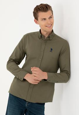 Erkek Haki Uzun Kollu Basic Gömlek - 50277310071