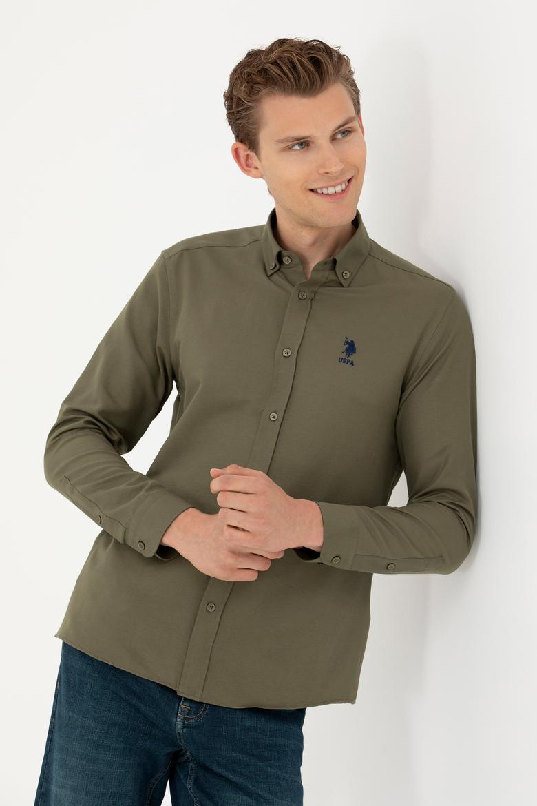 Erkek Haki Uzun Kollu Basic Gömlek - 50277310071