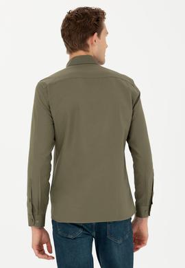 Erkek Haki Uzun Kollu Basic Gömlek - 50277310071