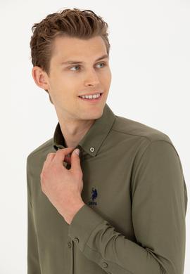 Erkek Haki Uzun Kollu Basic Gömlek - 50277310071