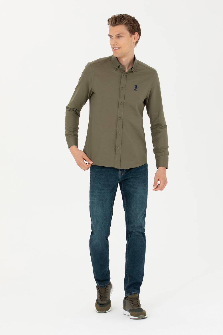 Erkek Haki Uzun Kollu Basic Gömlek - 50277310071