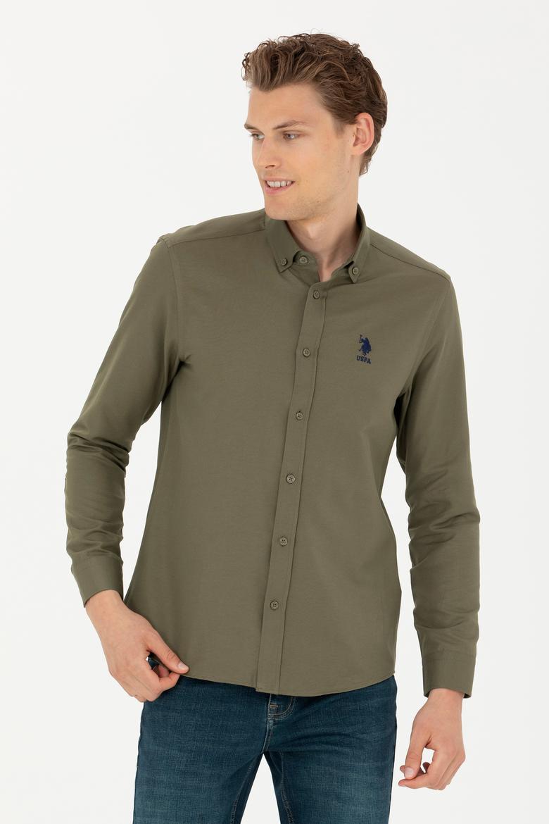 Erkek Haki Uzun Kollu Basic Gömlek - 50277310071
