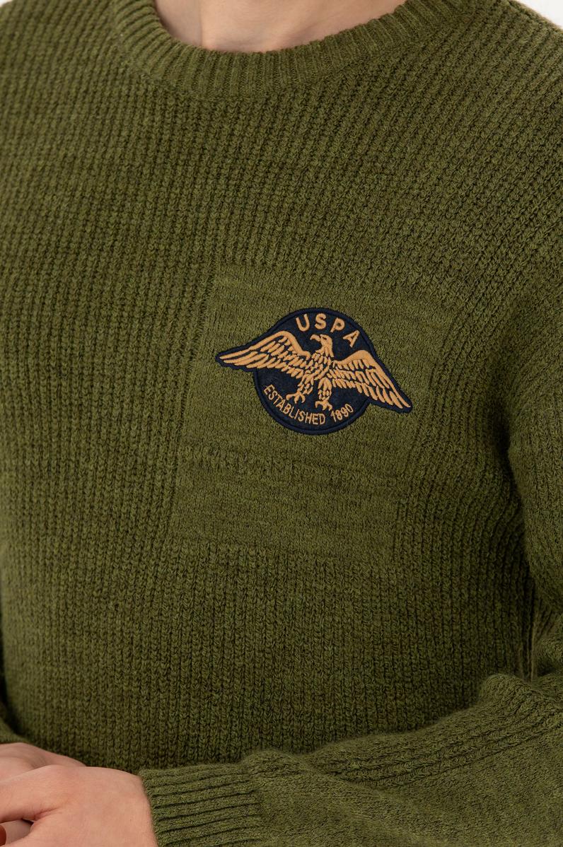 Erkek Haki Bisiklet Yaka Kazak