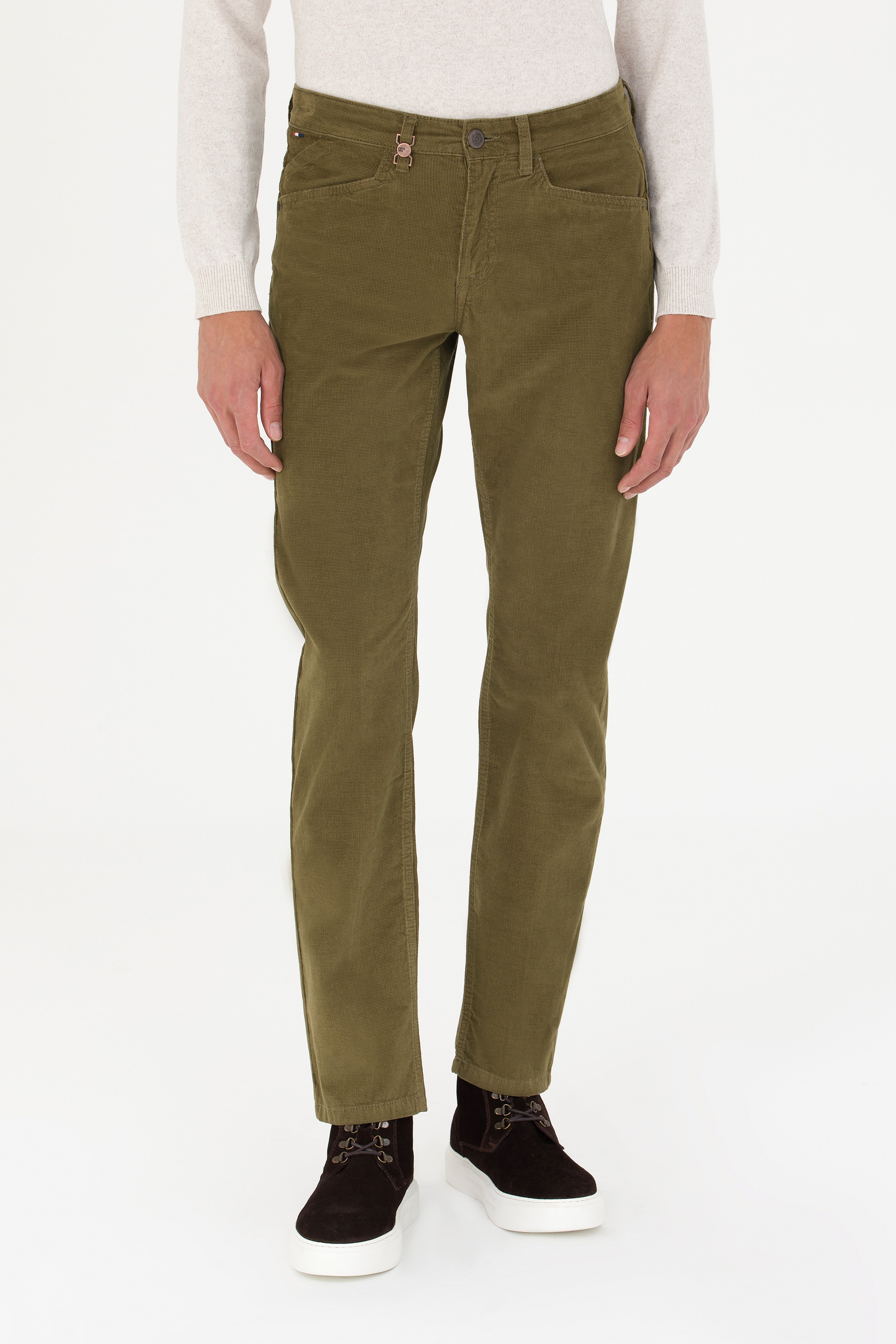 Erkek Regular Fit Haki Kanvas Pantolon - Image 2